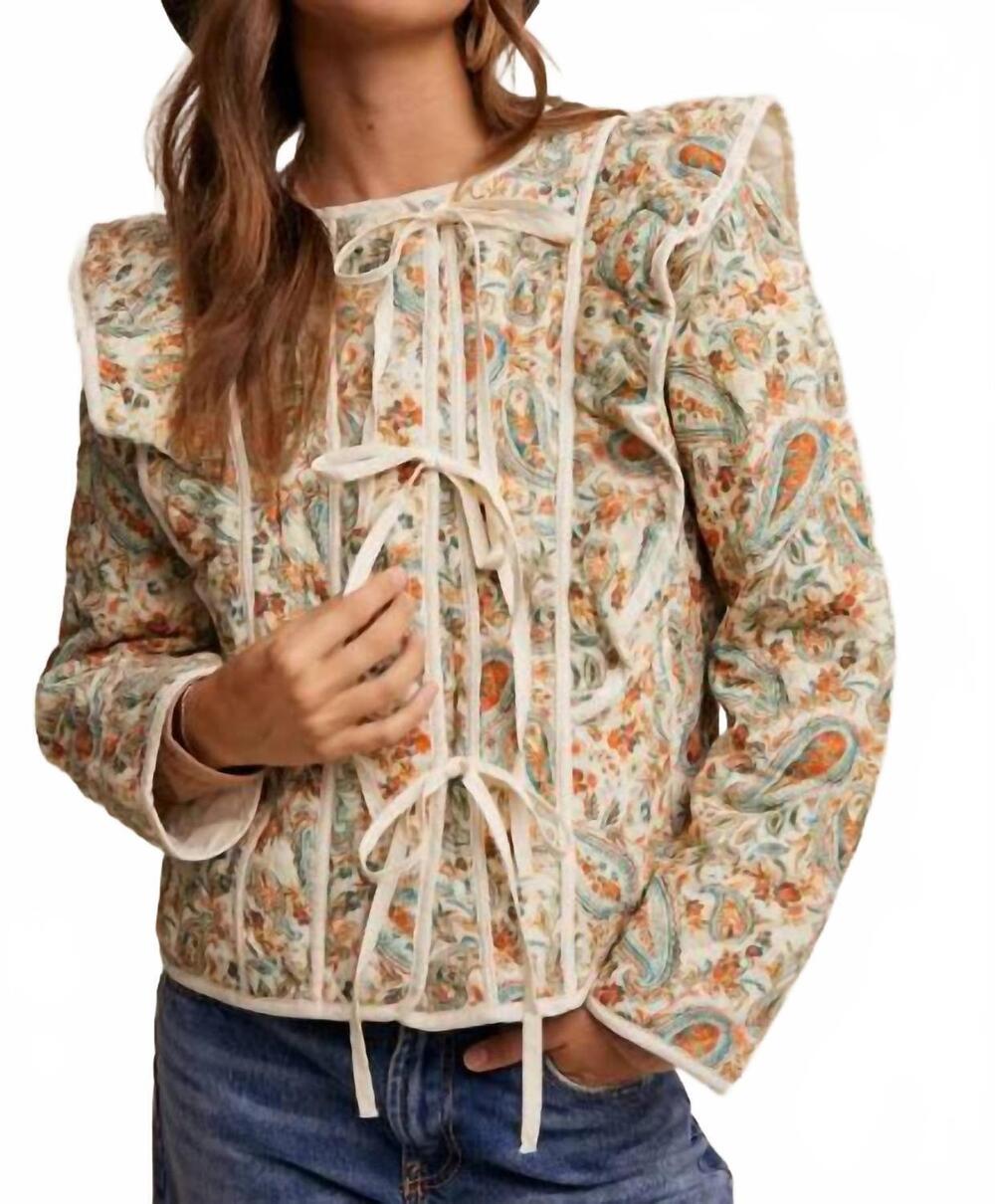 NEW LISTICLE solana paisley quilted jacket in cream